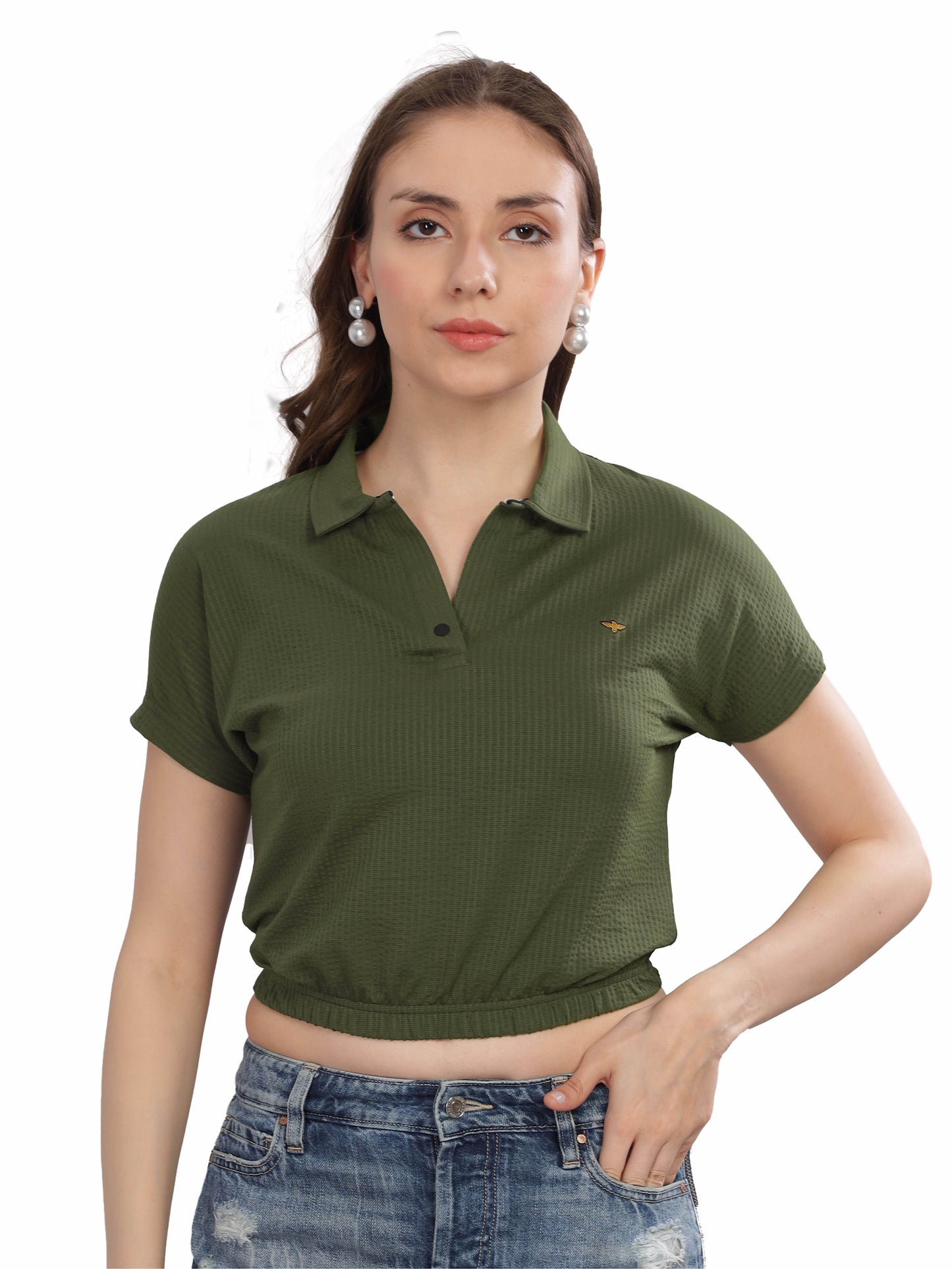 Olive Green Women's Crop Tops