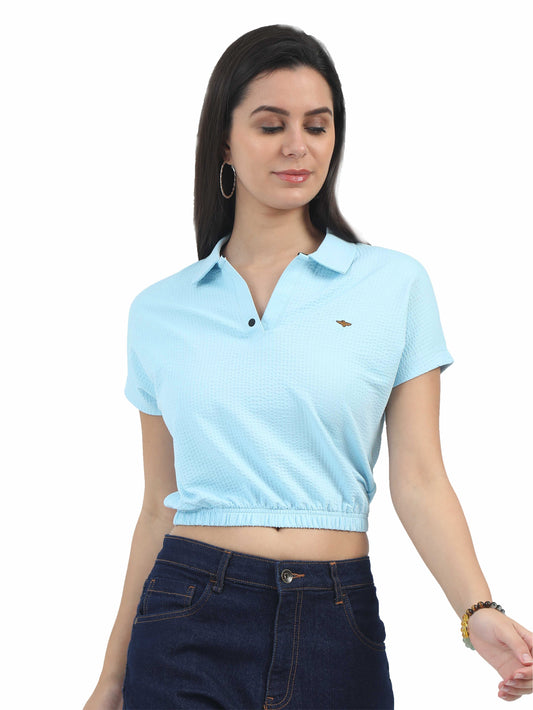 Ice Blue Women's Crop Tops