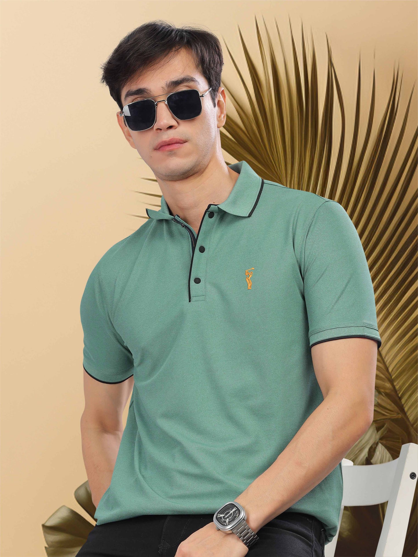 Aqa Green Tipping Polo Shirt