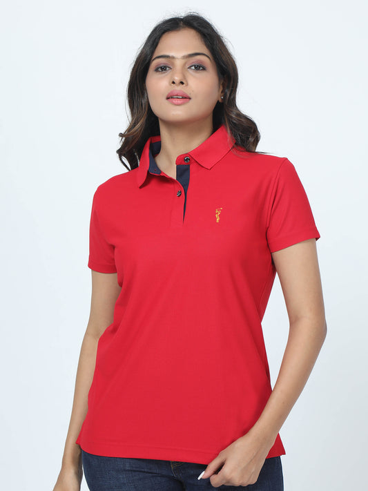 Red Women's Premium Golf Polo T-Shirt