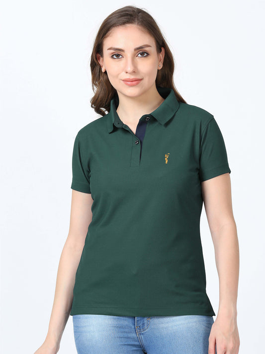 Teal Green Women Premium Golf Polo T-Shirt