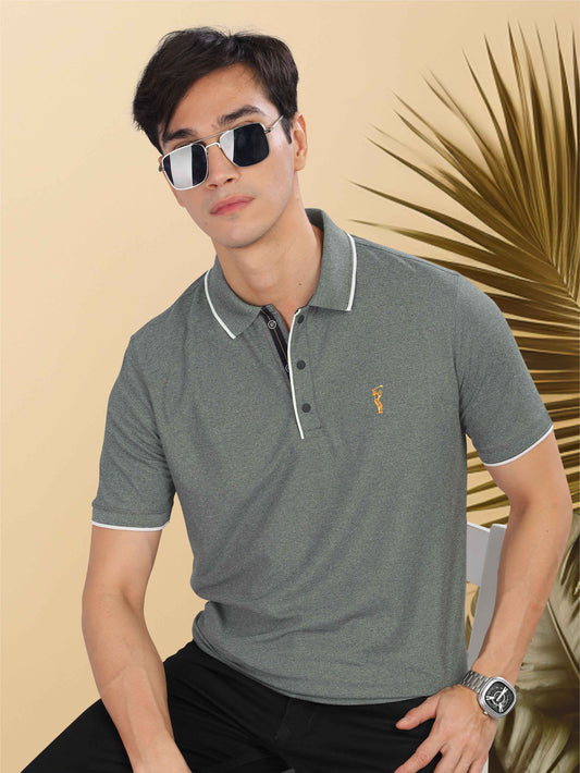 Charcol Grey Tipping Polo Shirt