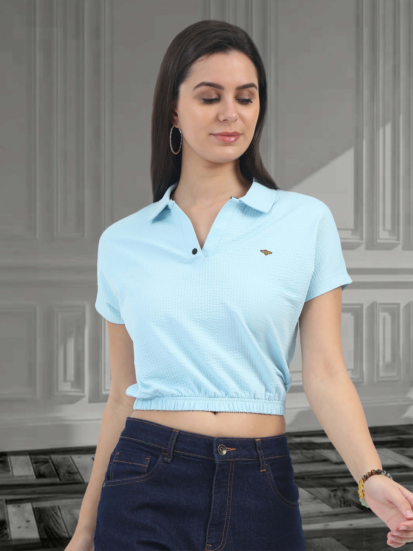 Ice Blue Women's Crop Tops