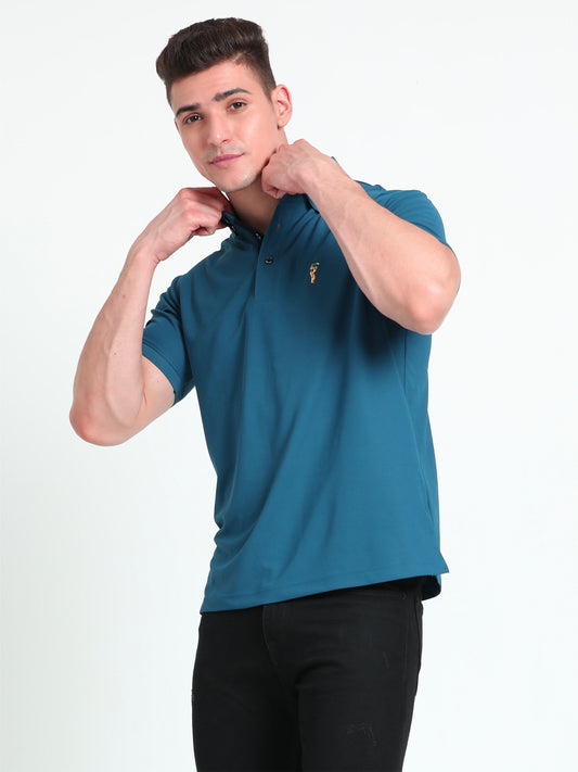 Teal Blue Premium Golf Polo T-Shirt