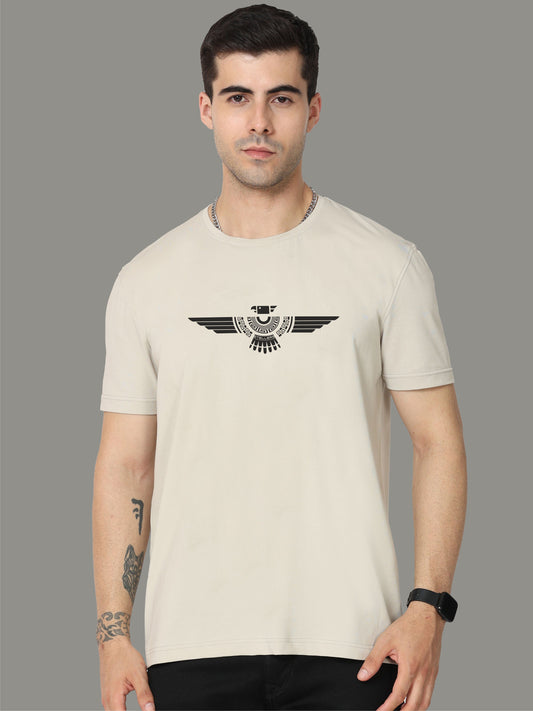 Moose Grey Crew Neck T-Shirts Tribal