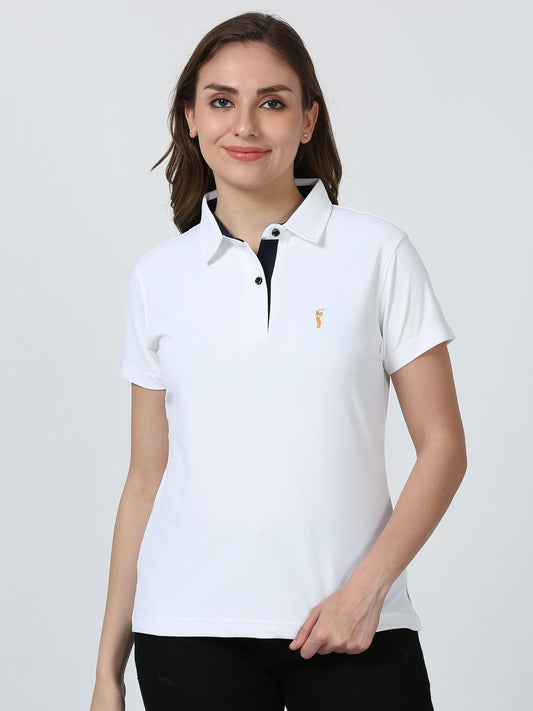 White Women's Premium Golf Polo T-Shirt