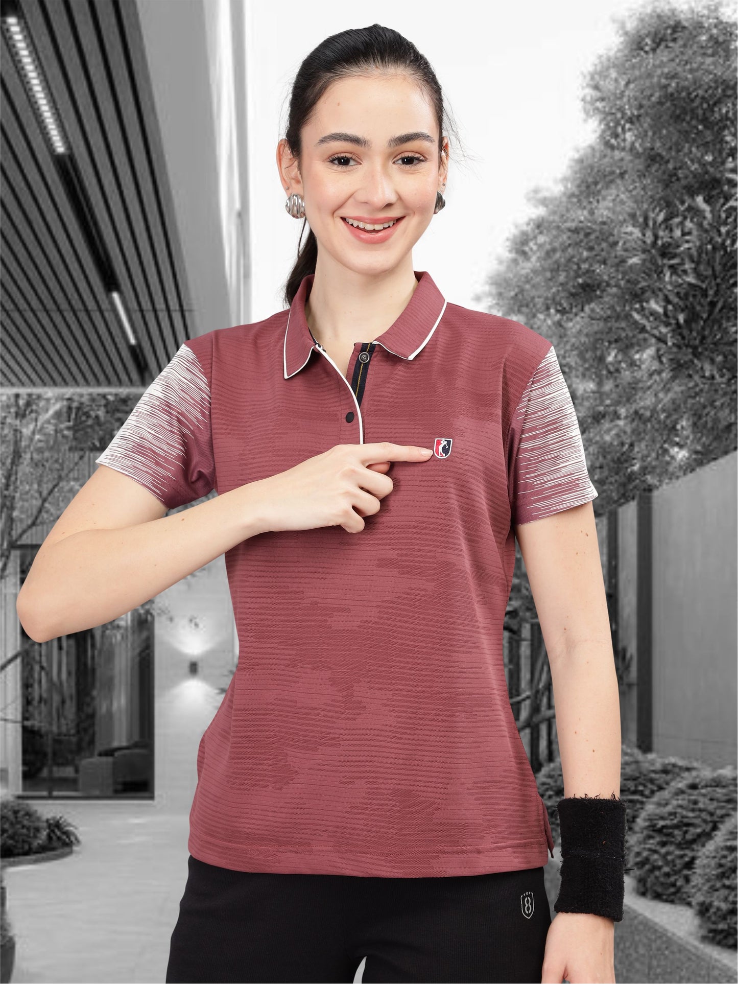 Mauve Women Active Wear Polos