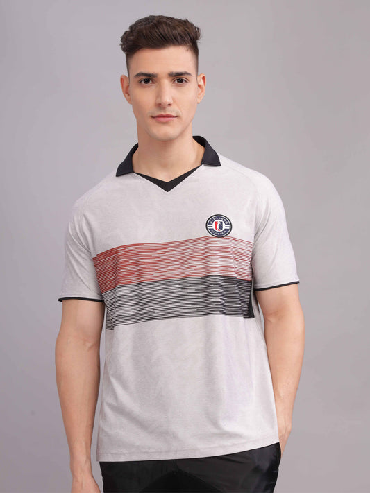 Grey Mens Printed Active Wear