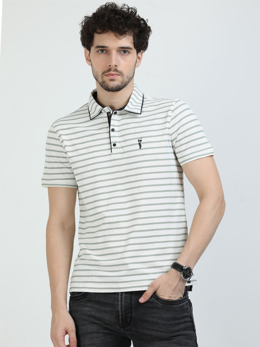 Black Rolex Stripes Polo T-Shirt