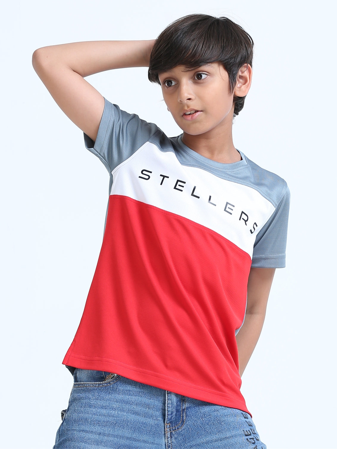 Red Center Panel Golf Polo T-Shirt