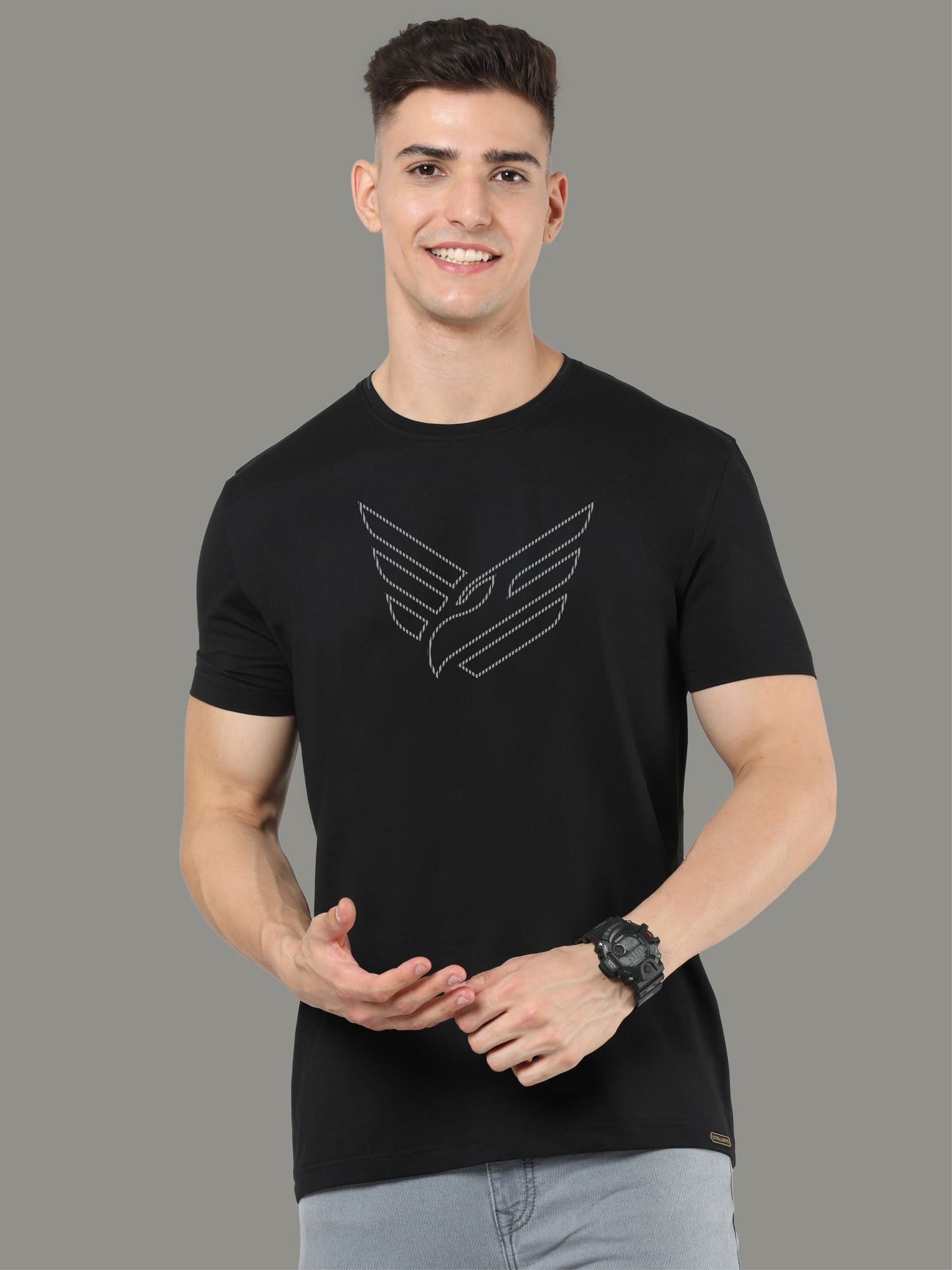 Black Crew Neck T-Shirts Dot Eagle