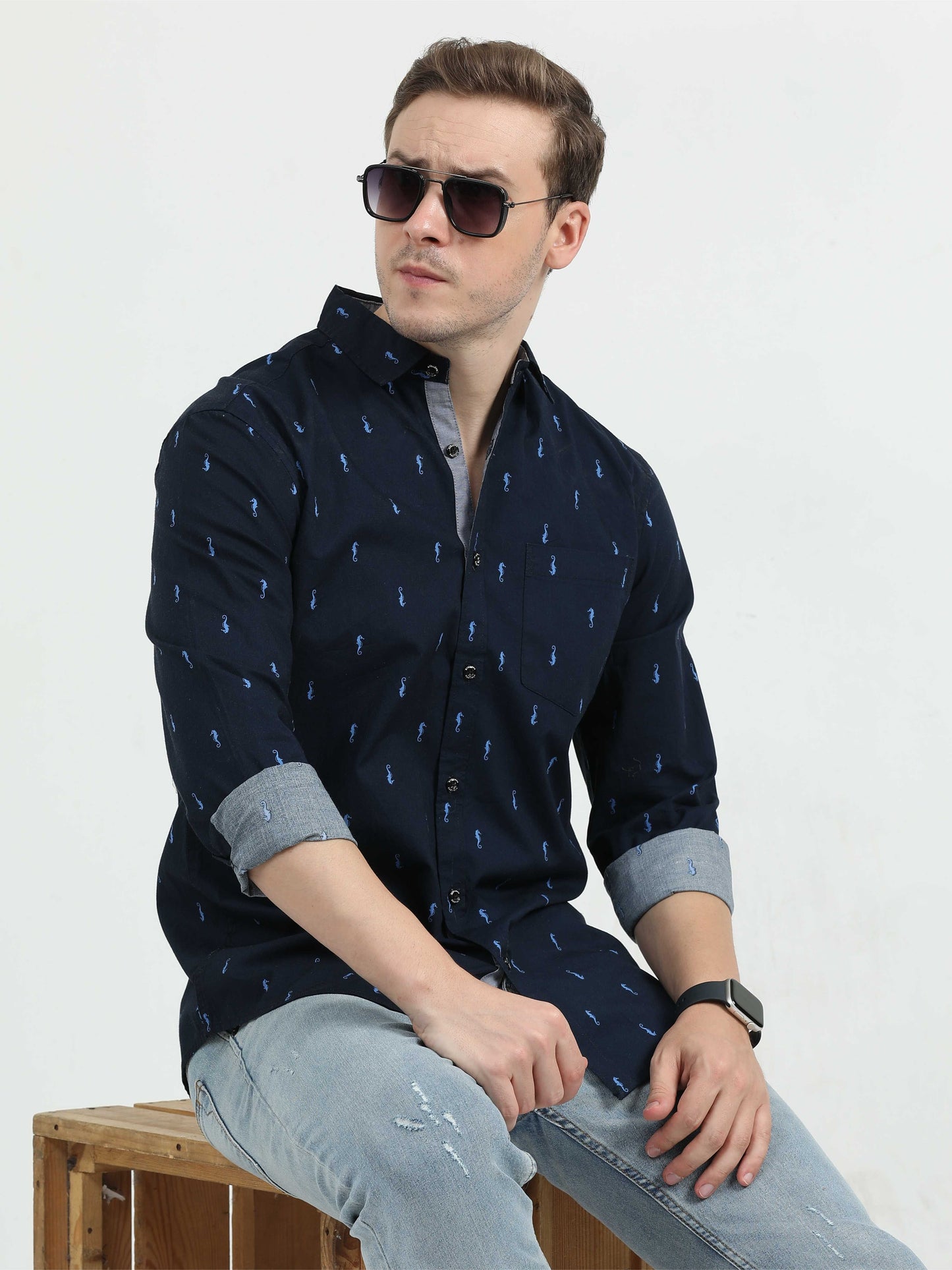 Navy Blue Premium Casual Shirt