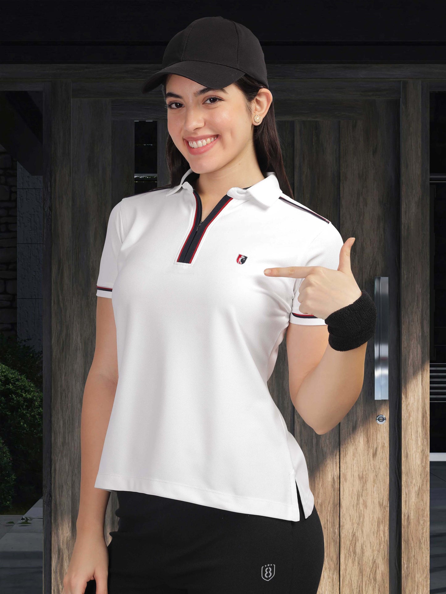 White Women's Zipper Polos