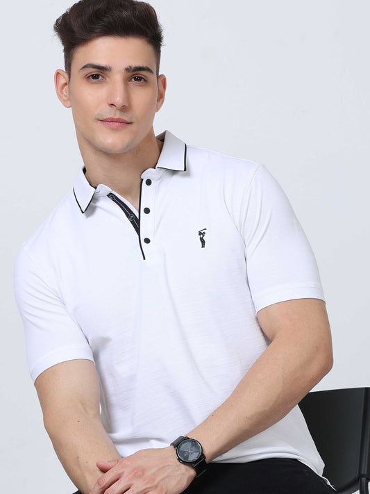 White Premium Polo T-Shirt - Pique Crush