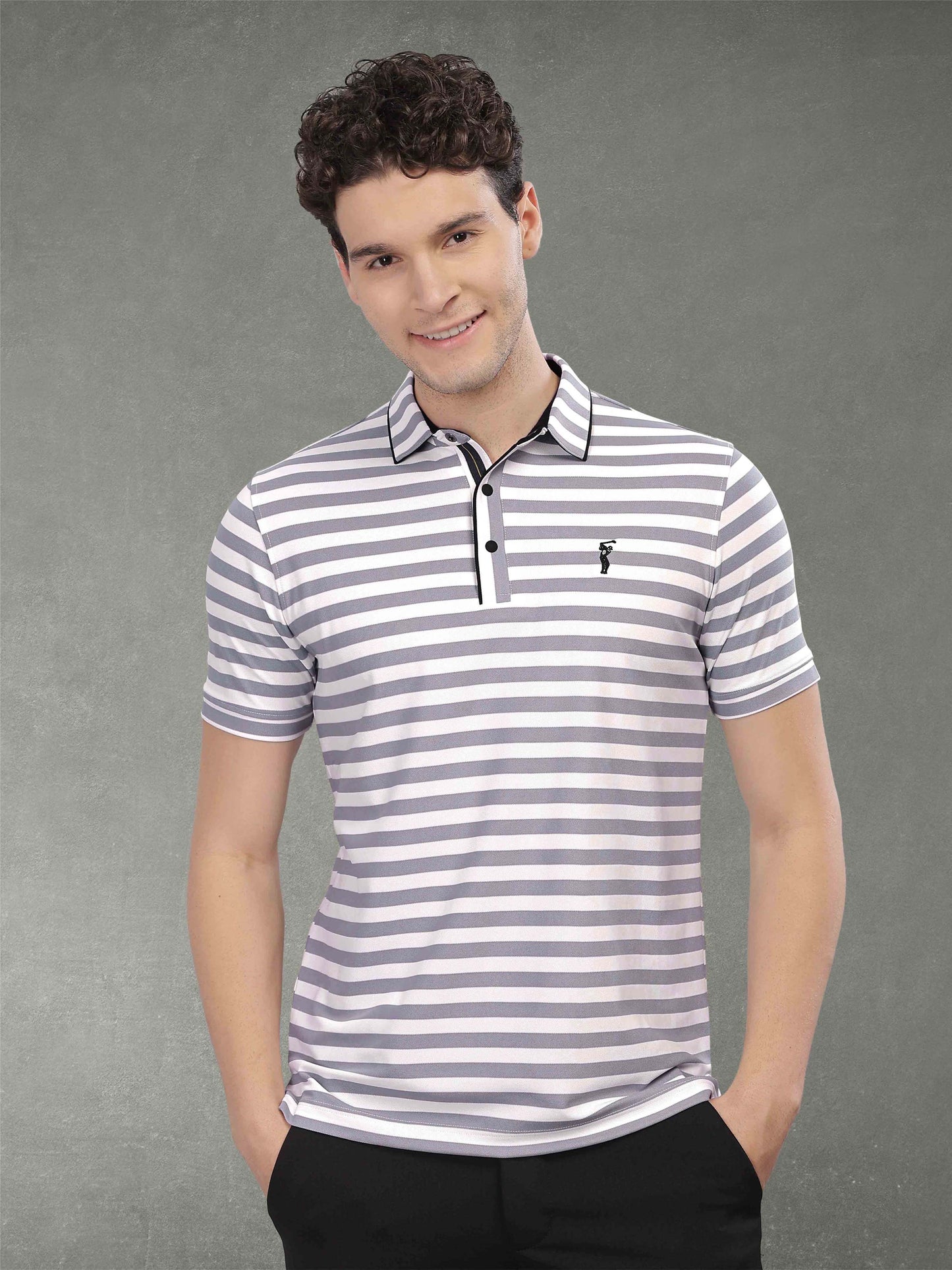 Purple Men's Stripes Polo T-Shirt