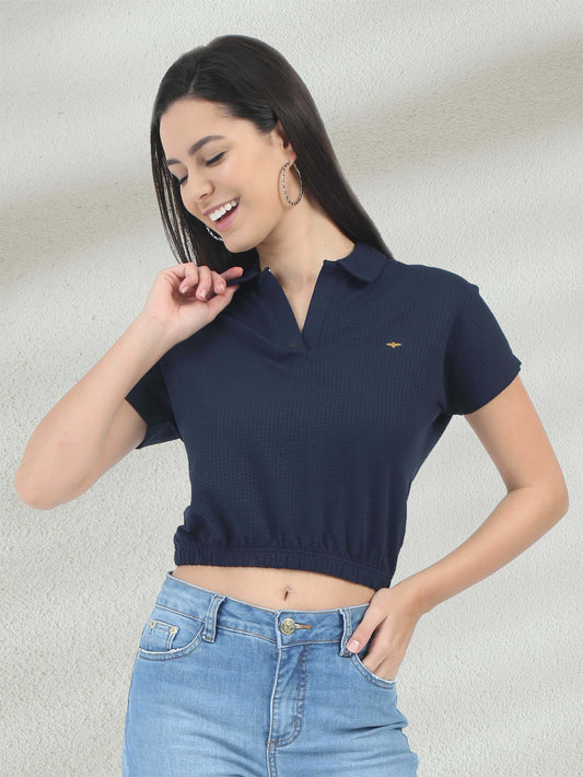 Navy Blue Women's Crop Tops