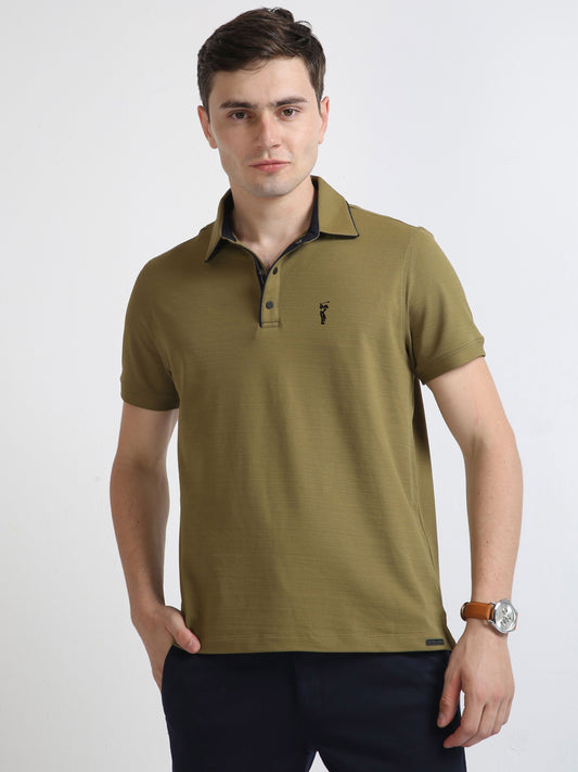 Drab Olive Premium Polo T-Shirt - Pique Crush