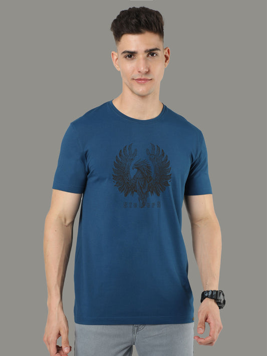 Teal Blue Crew Neck T-Shirts Warrior