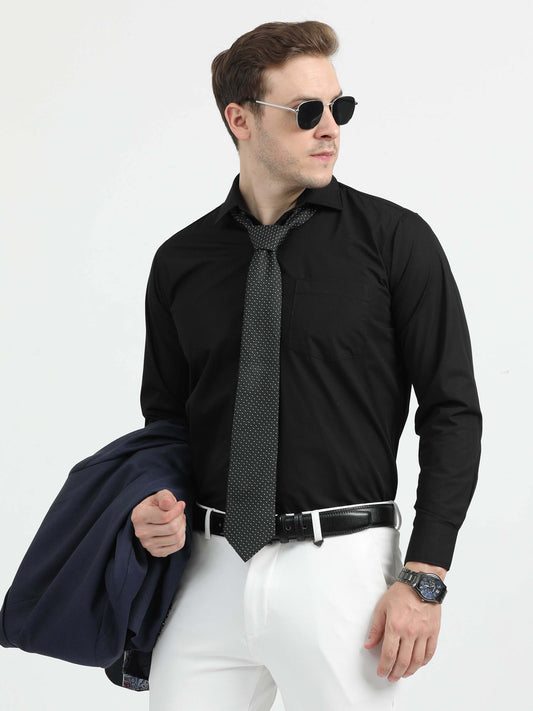 Black Premium Poplin Office Formals