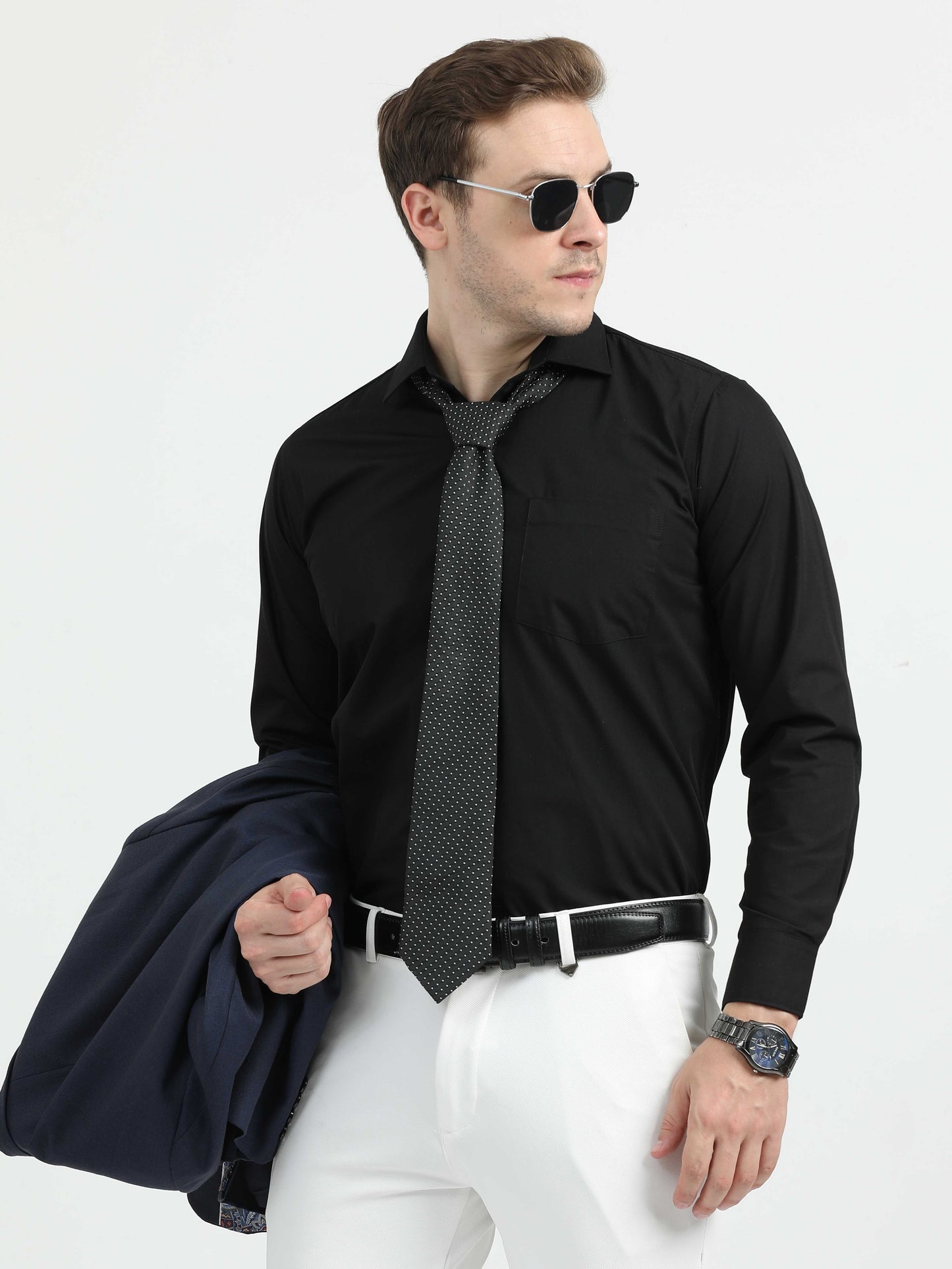 Stellers Office Formal Shirts, Regular-Shirts-Black