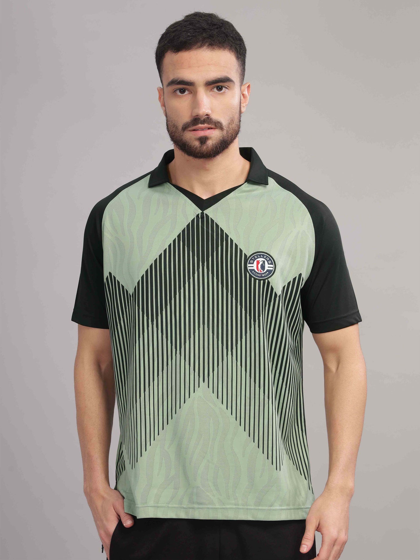 Misty Green Mens Printed Active Wear