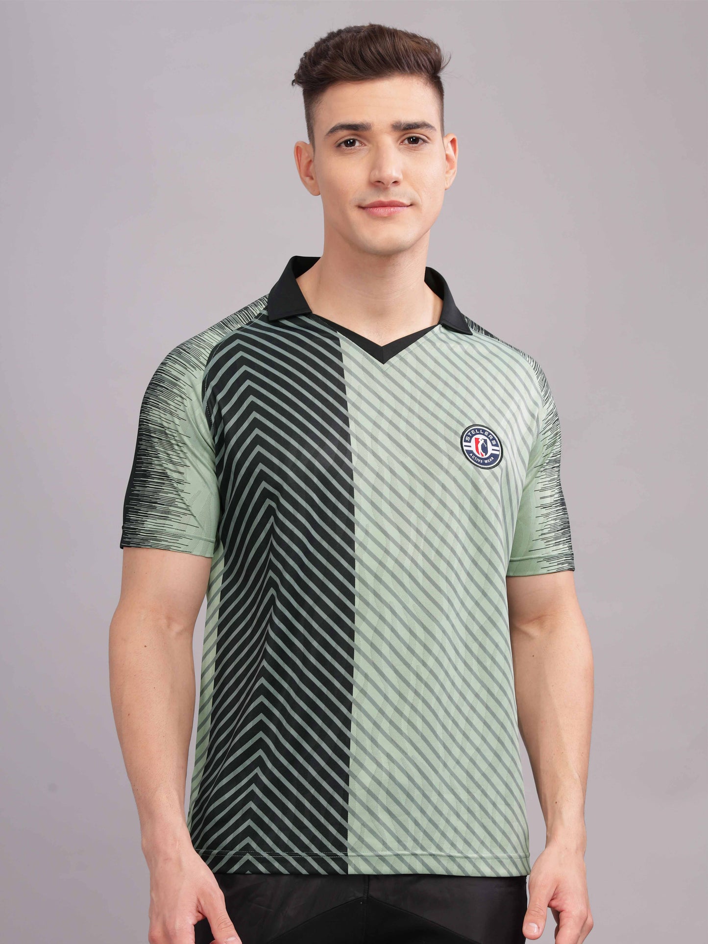 Green Mens Printed Active Wear