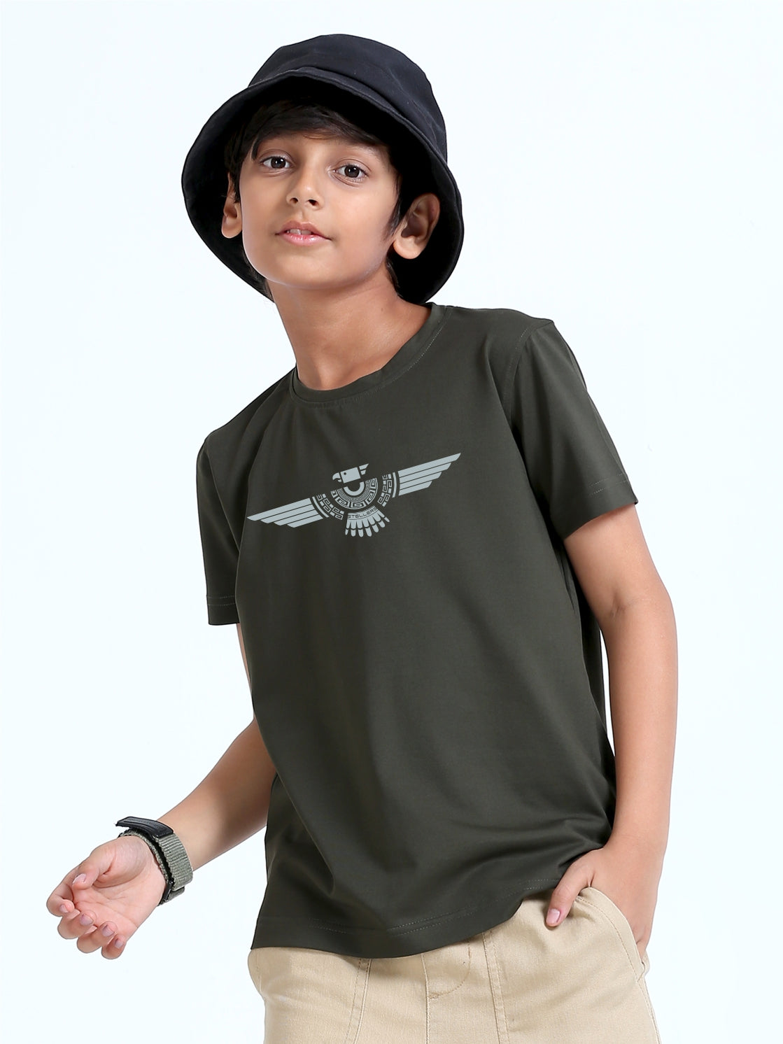 Olive Green Crew Neck T-Shirt - Spiumo Cotton