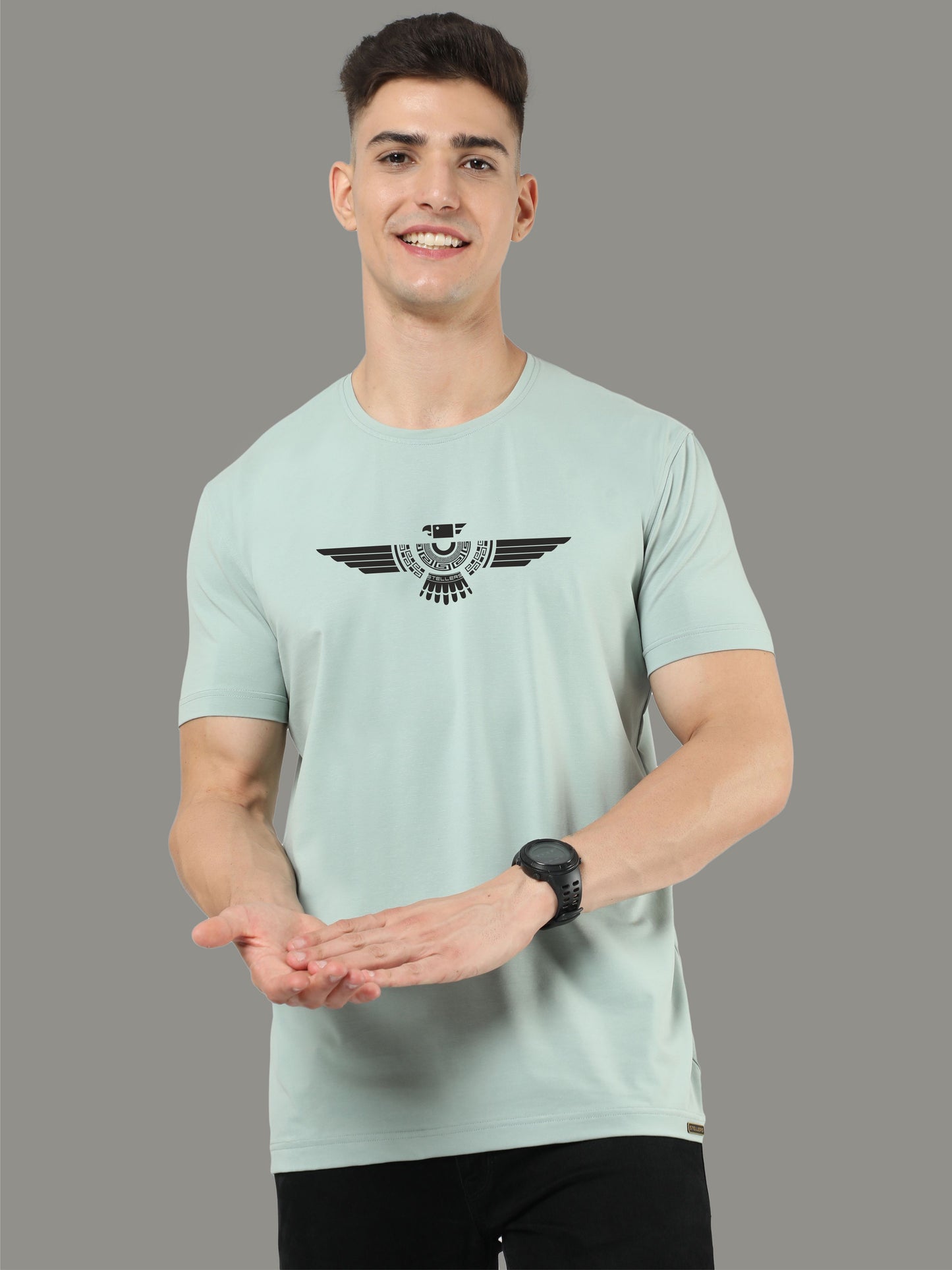 Ocean green Crew Neck T-Shirts Tribal Eagle