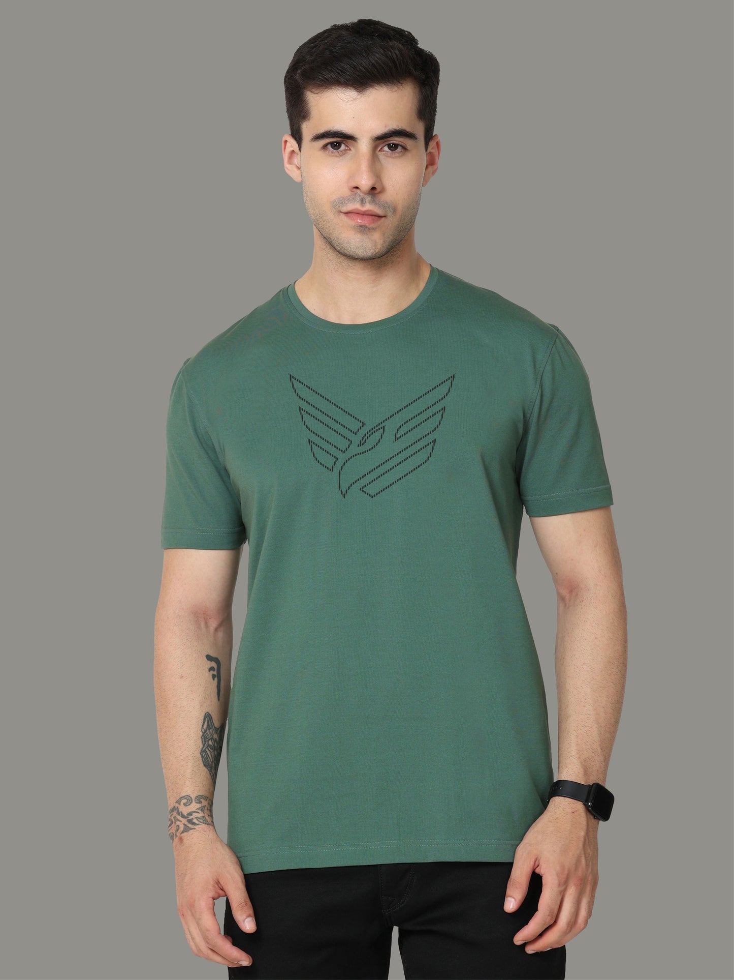 Aqua Green Crew Neck T-Shirts Dot Eagle