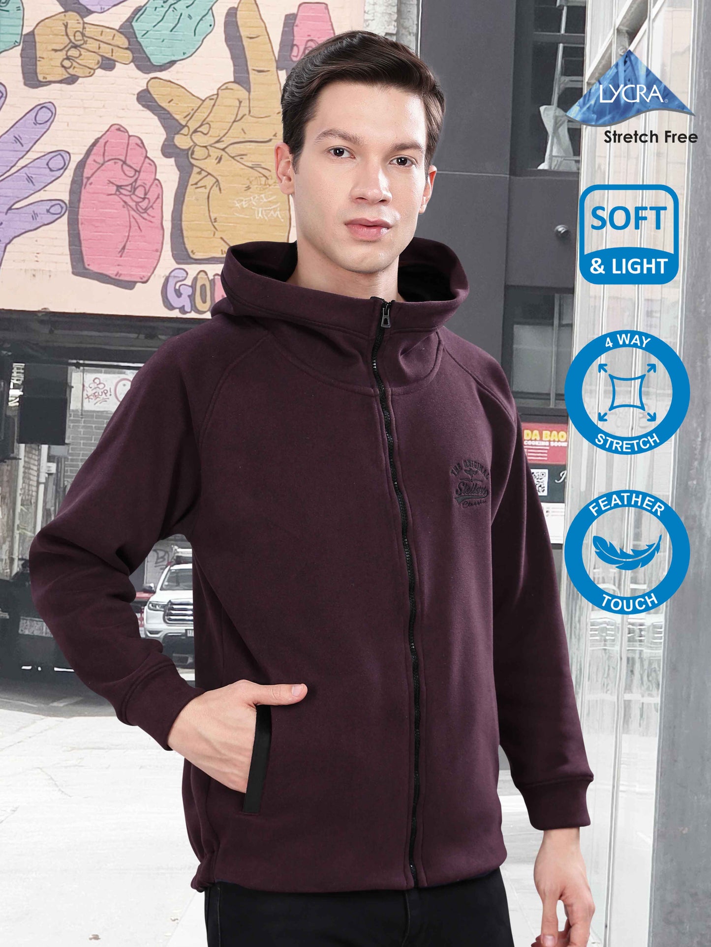 Wine Men's Zipper Hoodie