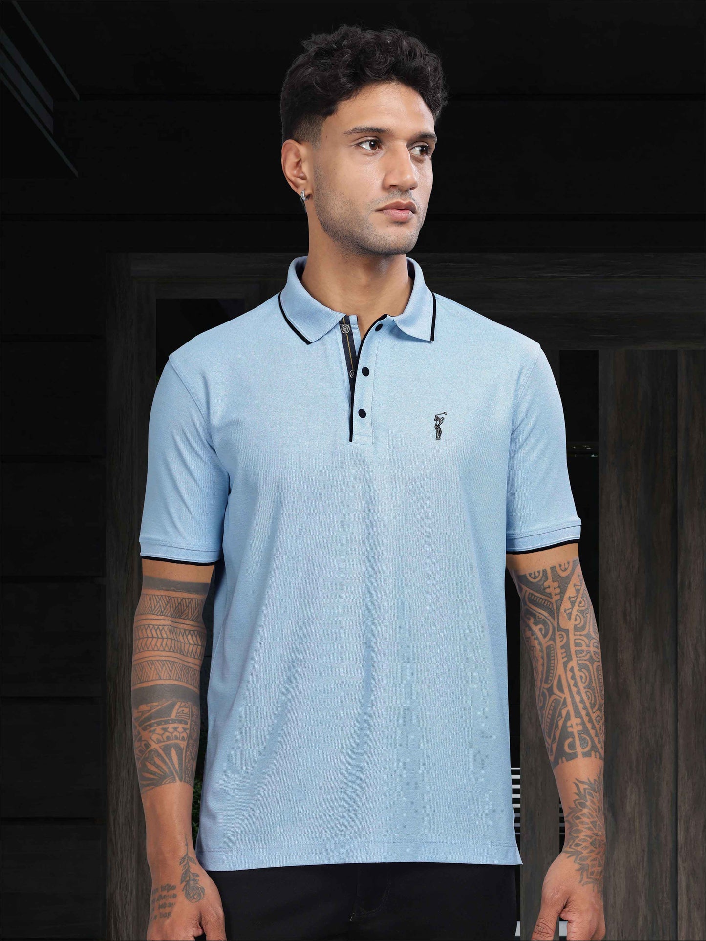 Sky Blue Tipping Polo Shirt