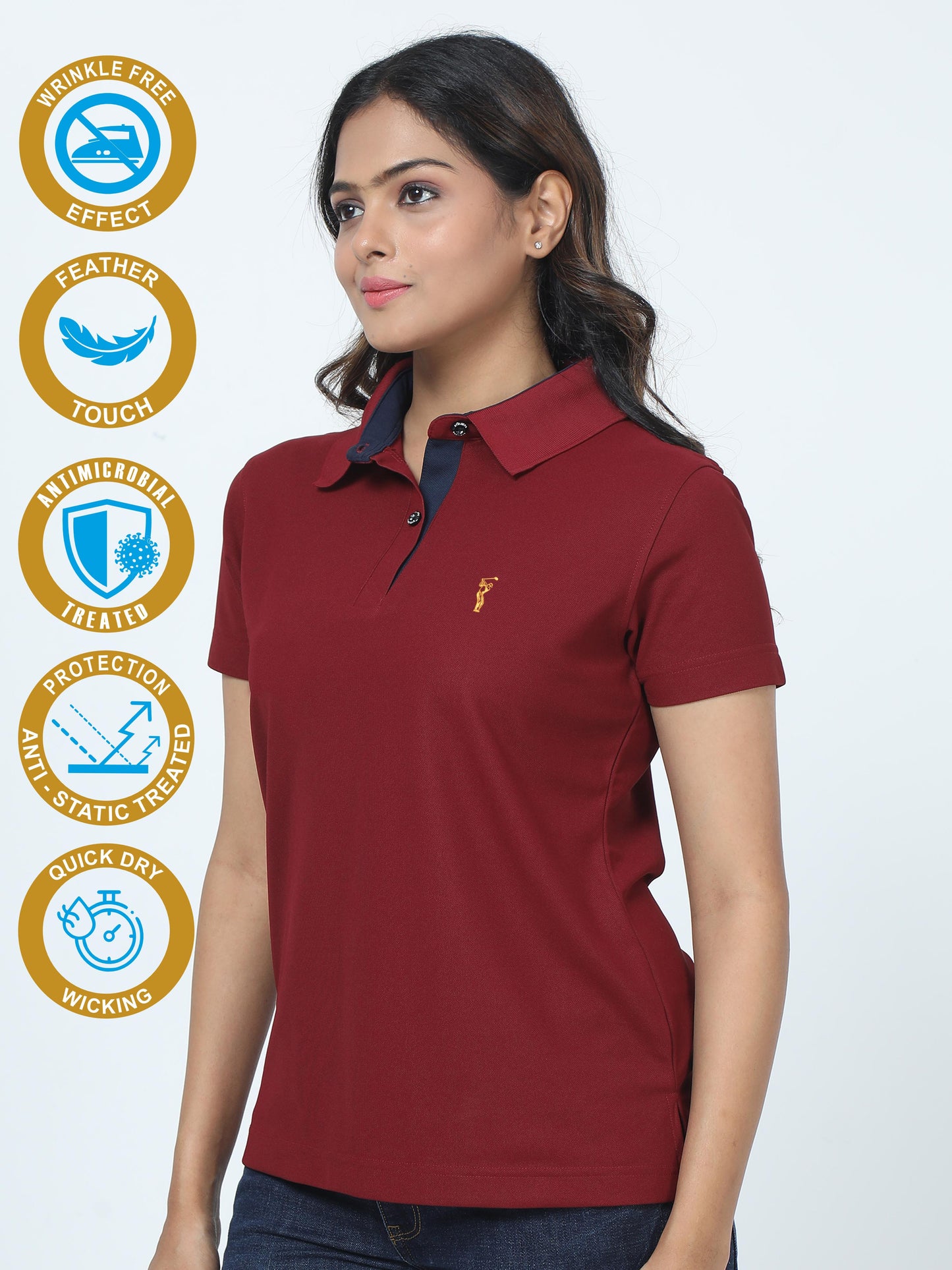 Maroon Women's Premium Golf Polo T-Shirt