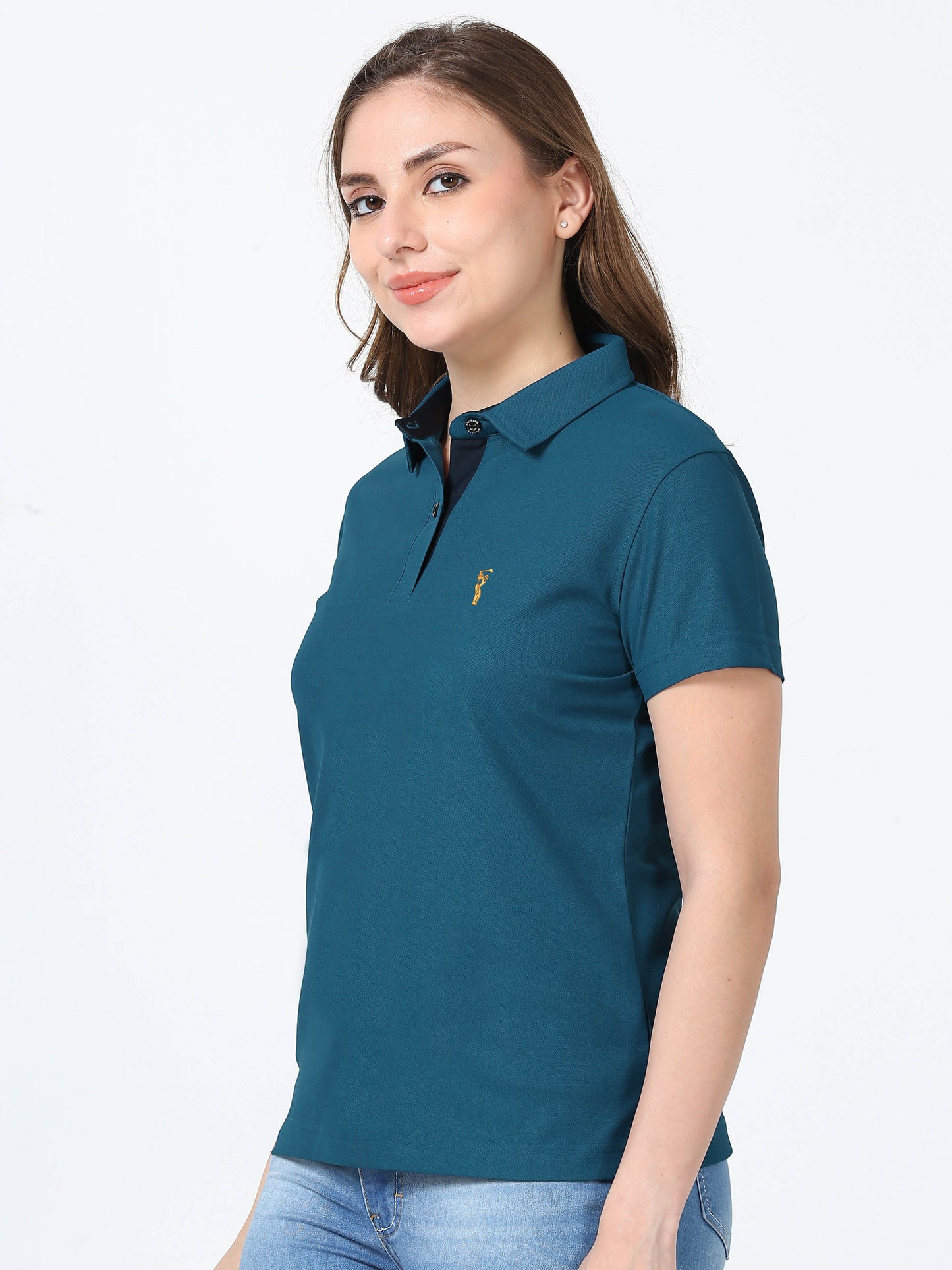 Teal Blue Women's Premium Golf Polo T-Shirt