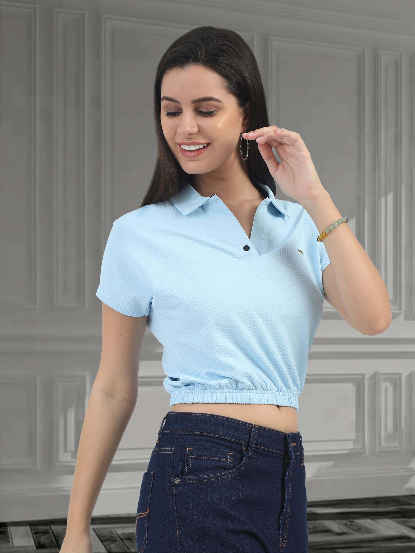 Ice Blue Women's Crop Tops