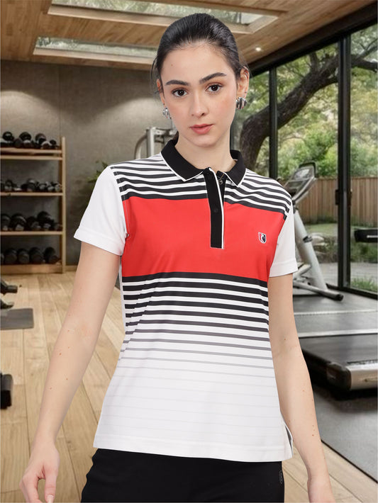 Red Women Active Wear Polos