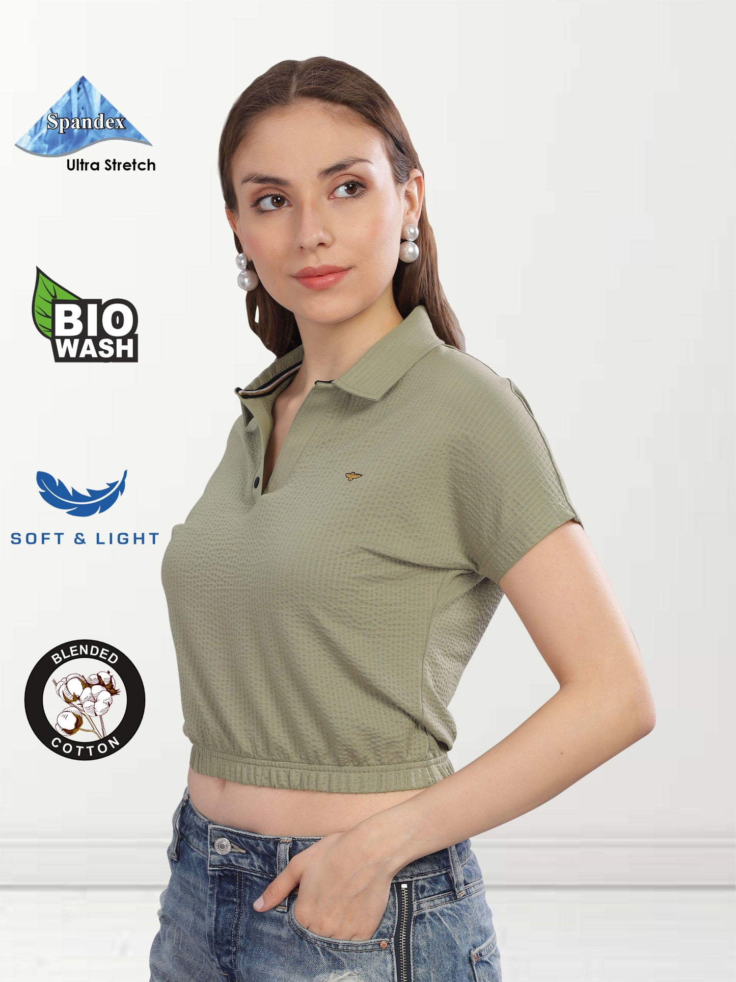 Moose Grey Women's Crop Tops