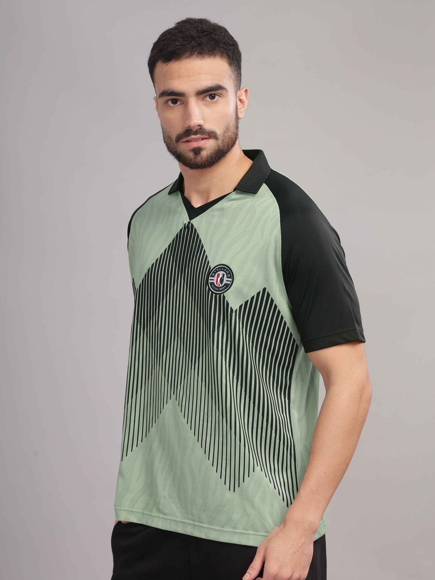 Misty Green Mens Printed Active Wear