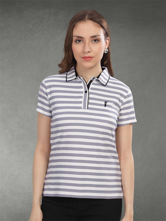 Light Purple Women's Stripes Polos