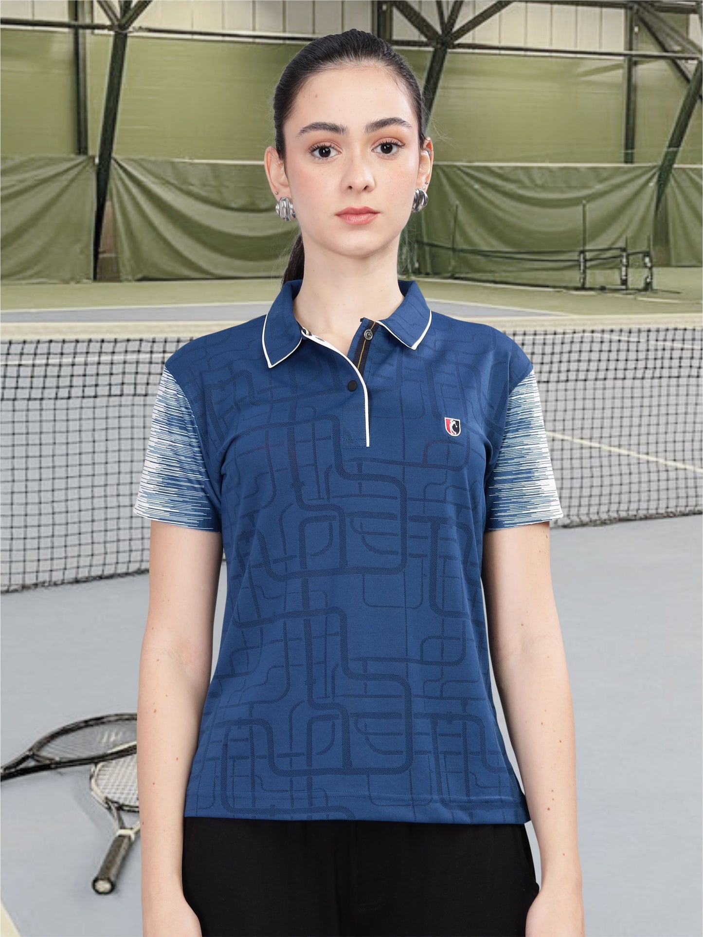 Blue Women Active Wear Polos