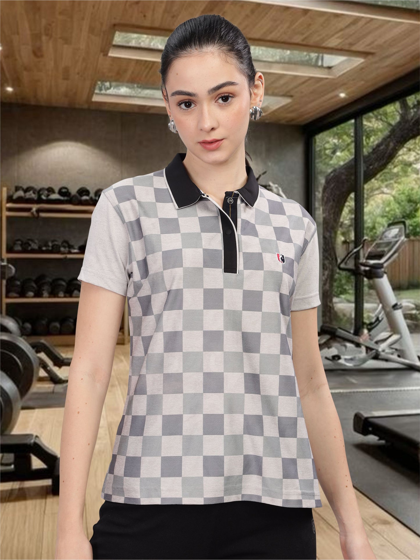 Ash Grey Women Active Wear Polos