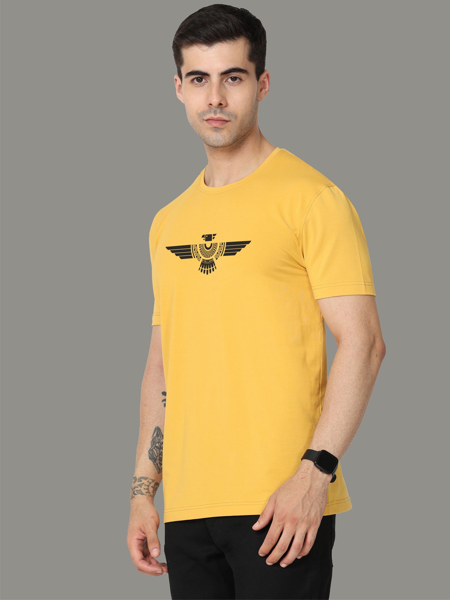 Mustard Crew Neck T-Shirts Tribal