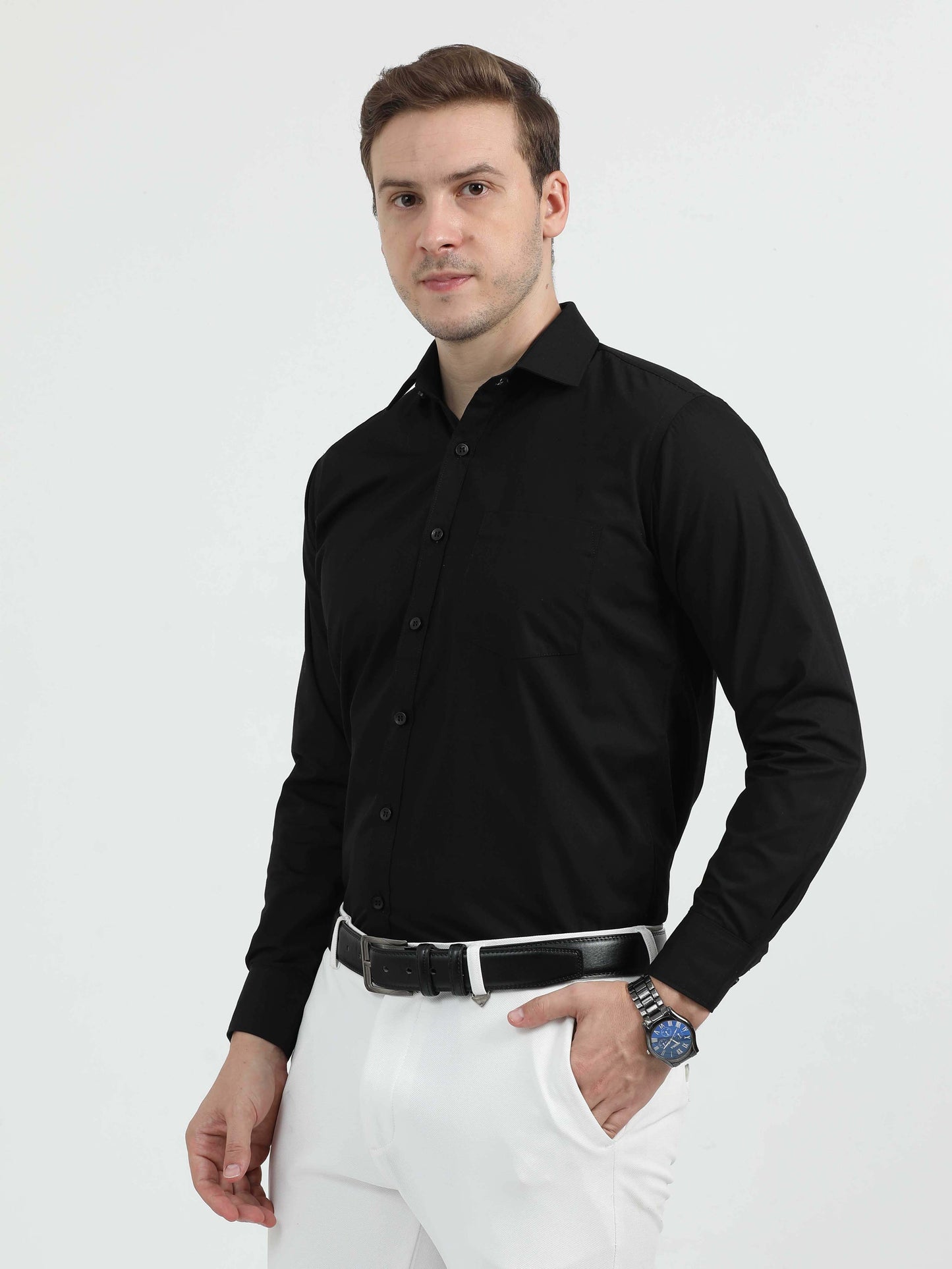 Black Premium Poplin Office Formals