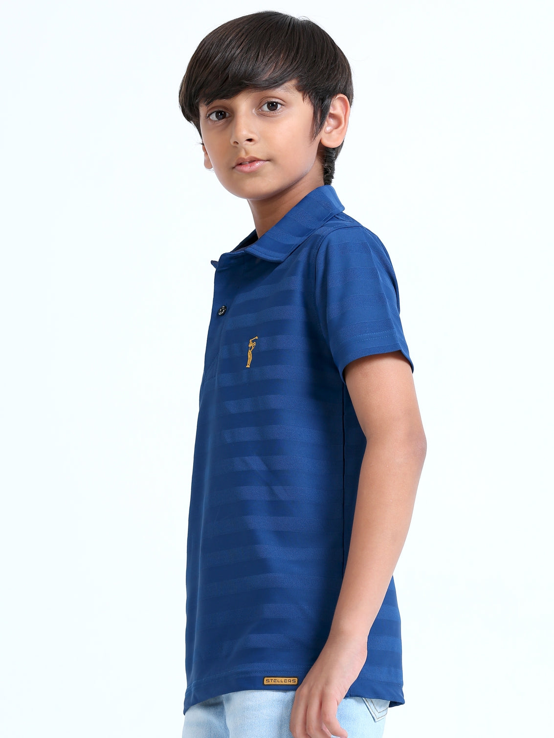 Teal Blue Sublimation Stripes Polo T-Shirt