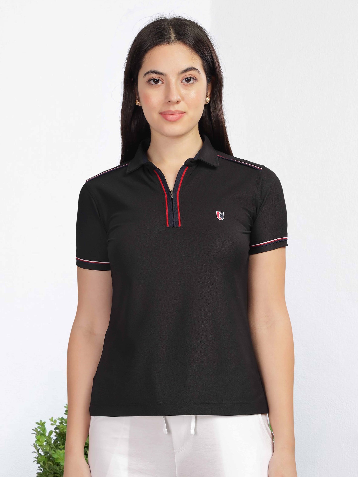 Black Women's Zipper Polos