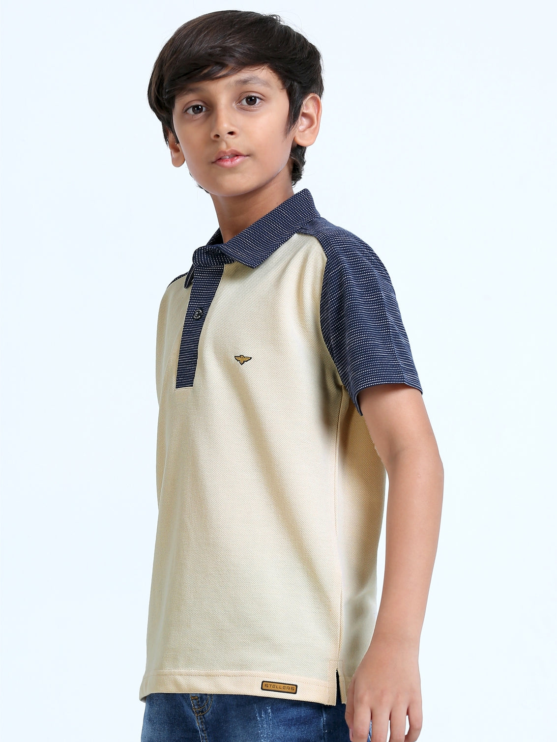 Beige Center Panel Golf Polo T-Shirt