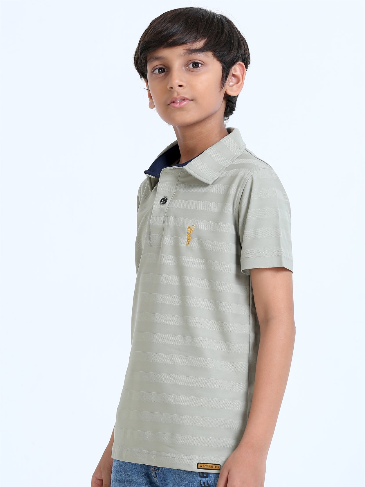 Moose Grey Sublimation Stripes Polo T-Shirt