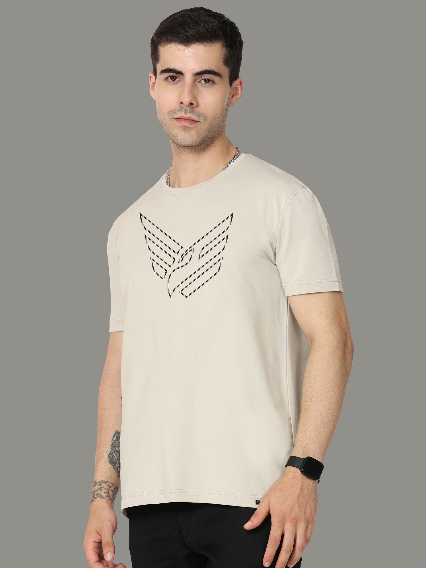 Moose Grey Crew Neck T-Shirts Dot Eagle