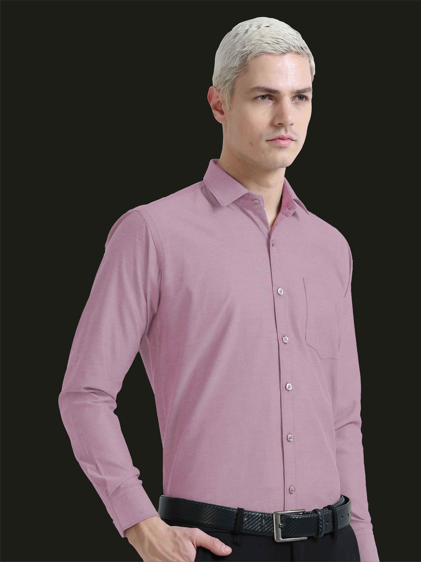 Pink Premium Oxford Office Formals-Plus Size