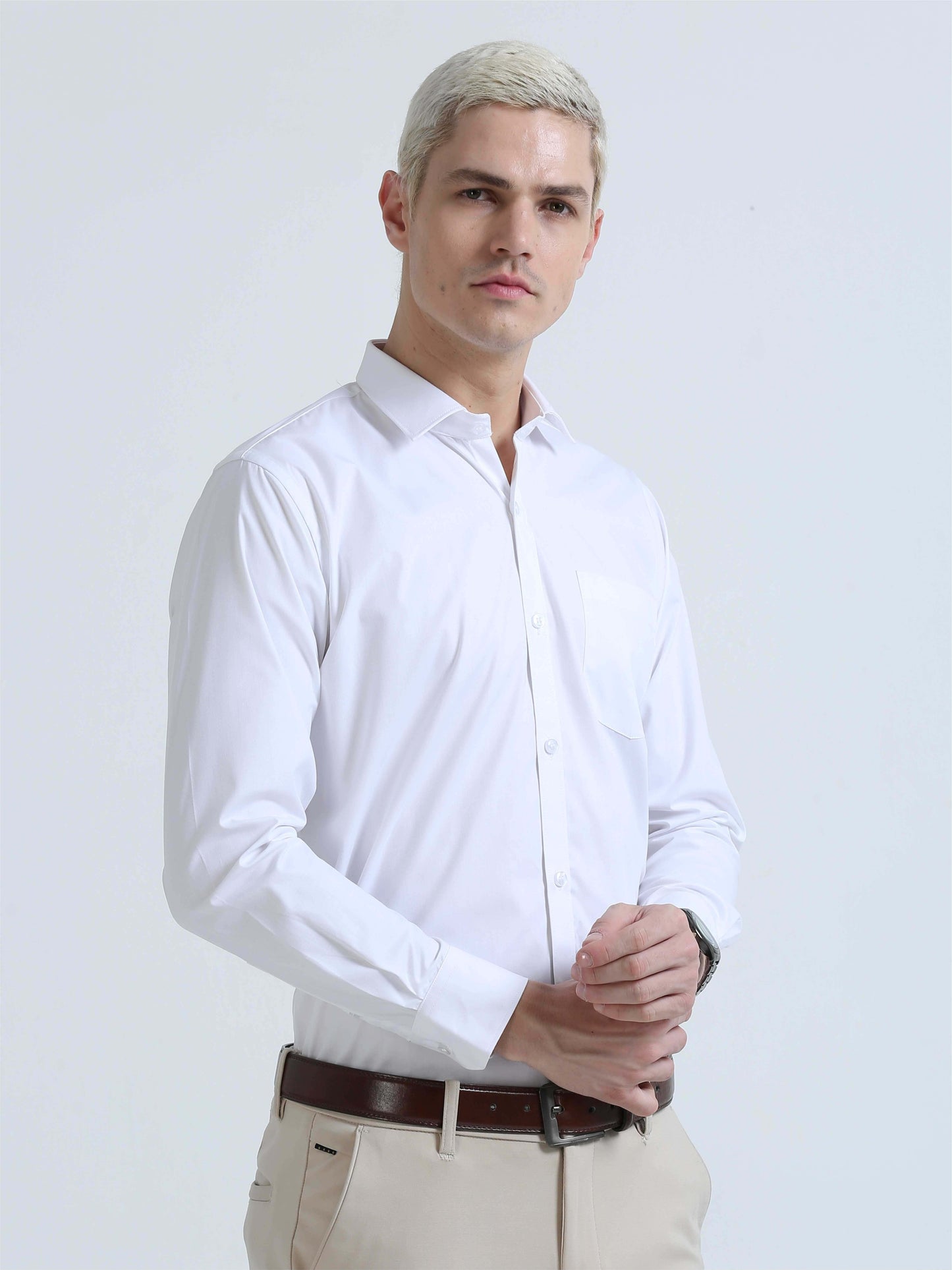 White Premium Poplin Office Formals-Plus Size