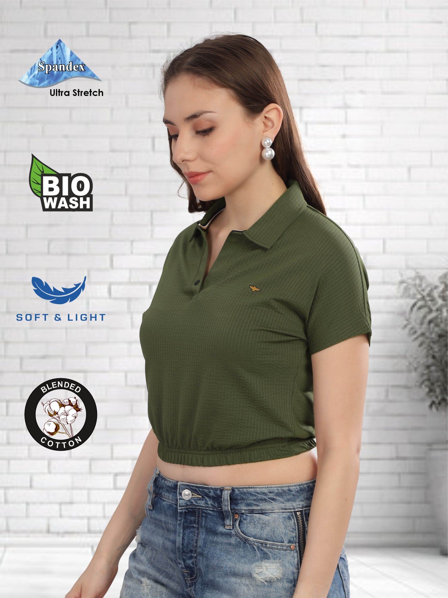 Olive Green Women's Crop Tops